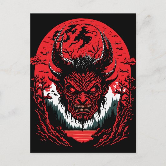 Carte Postale Visage Satanique Évile | Conception Graphique de T (Devant)
