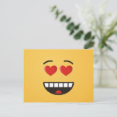 Carte Postale Visage souriant aux yeux en forme de coeur (Debout devant)