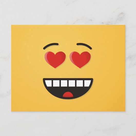 Carte Postale Visage souriant aux yeux en forme de coeur (Devant)