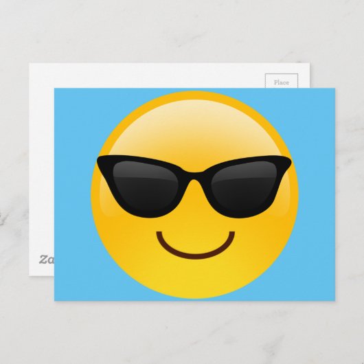 Carte Postale Visage souriant avec lunettes de soleil Cool Emoji (Devant / Derrière)