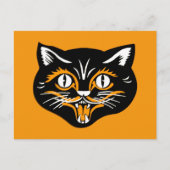Carte Postale Visage vintage de chat de Halloween (Devant)