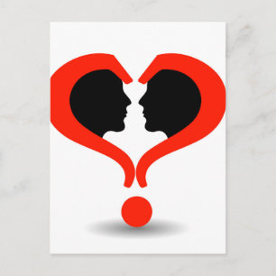Carte Postale Visages avec des points d'interrogation en forme d