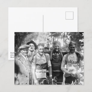 Carte Postale Visages boueux Tour de France 1928 Après l'étape 1