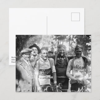 Carte Postale Visages boueux Tour de France 1928 Après l'étape 1