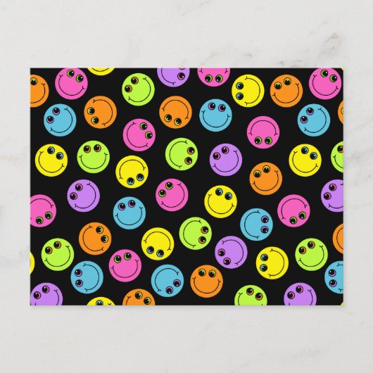 Carte Postale Visages colorés en noir (Devant)