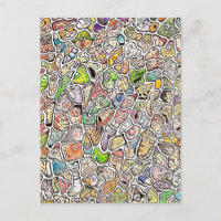Visages de dessin animé bizarres crayon de couleur