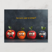 Carte Postale Visages de fruits drôles Trop de pulpe à gérer (Devant)