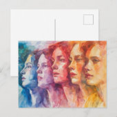 Carte Postale Visages des femmes - Peinture aquarelle (Devant / Derrière)