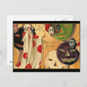 Carte Postale Visages d'Halloween - Art Déco (Devant / Derrière)
