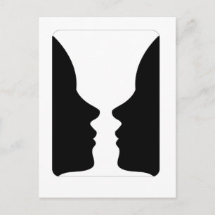 Carte Postale Visages ou vase - illusion de deux visages comme u