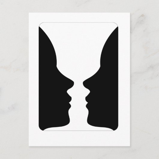 Carte Postale Visages ou vase - illusion de deux visages comme u (Devant)