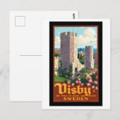 Carte Postale Visby vintage Suède Travel (Devant / Derrière)
