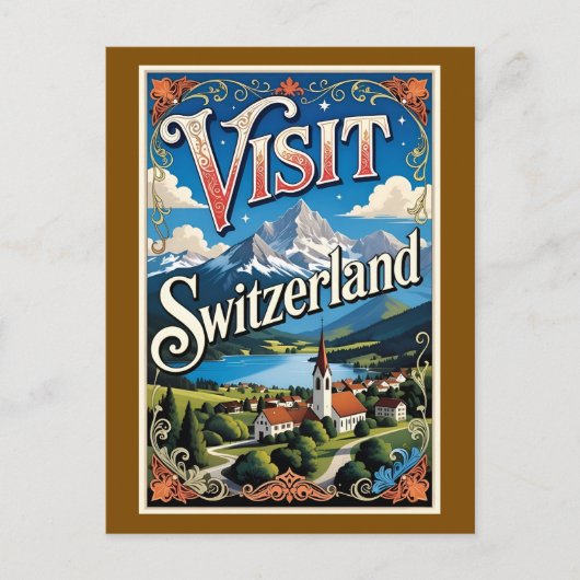Carte Postale Visit Switzerland travel poster (Devant)