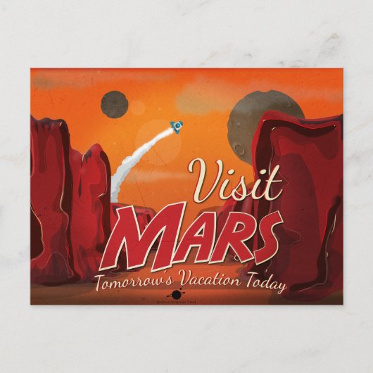 Carte Postale Visite Affiche Mars Vintage (Devant)