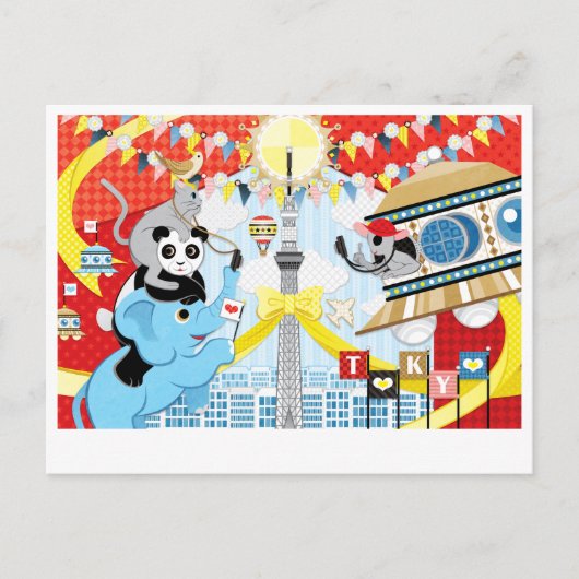 Carte Postale Visite d'aliens et d'animaux à Tokyo (Remake) (Devant)