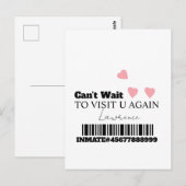 Carte Postale Visite de coeurs mignons à distance de prison (Devant / Derrière)