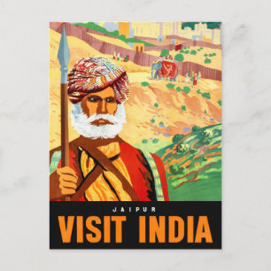Carte Postale Visite de Jaipur Inde Affiche de voyage vintage re