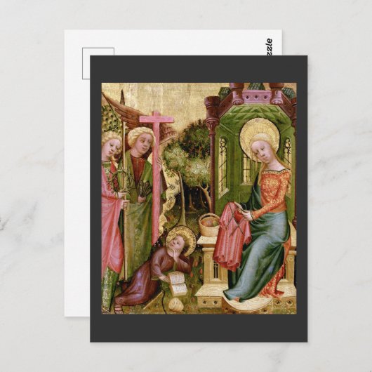 Carte Postale Visite de l'Ange, c. 1400-10 par Maître Bertram (Devant / Derrière)