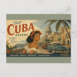 Carte Postale Visite Vintage Cuba Voyage - Salutations de La Hav