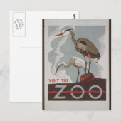 Carte Postale Visite vintage du zoo (Devant / Derrière)