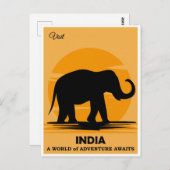 Carte Postale Visite vintage Inde Elephant Travel (Devant / Derrière)