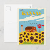 Carte Postale Visite vintage Kansas Sunflower State Travel (Devant / Derrière)