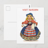 Carte Postale Visite vintage Suède Suède Voyage femme (Devant / Derrière)