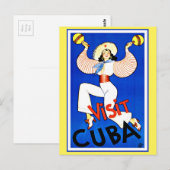 Carte Postale Visiter Cuba Vintage voyage des Caraïbes (Devant / Derrière)
