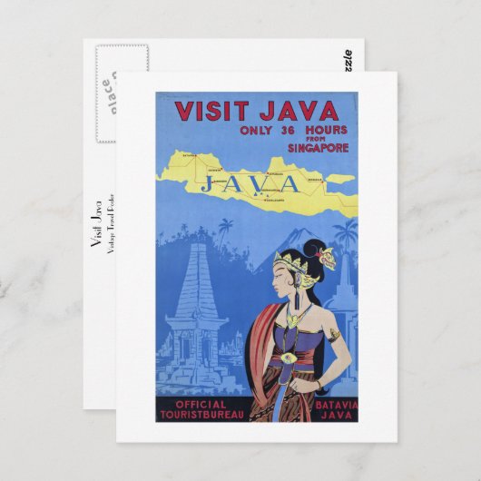 Carte Postale Visiter Java (Devant / Derrière)