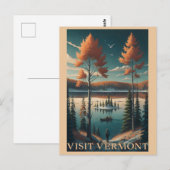 Carte Postale Visiter Vermont Automne Hiver Illustration Voyage (Devant / Derrière)