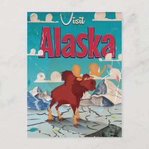 Carte Postale Visitez Alaska Cartoon Poster vintage