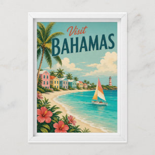 Carte Postale Visitez Bahamas Travel Vintage