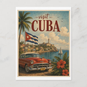 Carte Postale Visitez Cuba Voyage Vintage