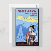 Carte Postale Visitez Java Indonésie De Singapour Vintage (Devant / Derrière)