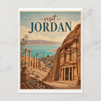 Carte Postale Visitez Jordan Travel Vintage