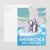 Carte Postale Visitez l'affiche de voyage Antarctica Vintage (Devant / Derrière)
