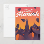 Carte Postale Visitez l'affiche de voyage de Munich Allemagne (Devant / Derrière)