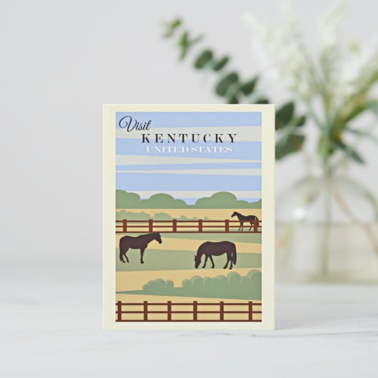 Carte Postale Visitez l'affiche de voyage du Kentucky, (Debout devant)