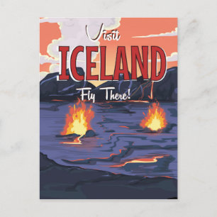 Carte Postale Visitez l'affiche de voyage vintage Islande