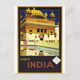 Carte Postale Visitez l'affiche Vintage voyage indienne