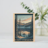 Carte Postale Visitez le Vermont hiver Illustration de neige Voy (Debout devant)