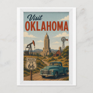 Carte Postale Visitez Oklahoma Travel Vintage