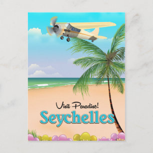 Carte Postale Visitez Paradis ! Affiche de voyage aux Seychelles