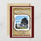 Carte Postale Visitez Washington en train, Pennsylvania RR (Devant / Derrière)