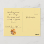 Carte Postale Vitage Retro Thanksgiving Citrouilles & Fall Leave (Dos)
