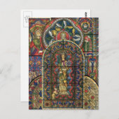 Carte Postale Vitrail d'église, architecture vintage (Devant / Derrière)