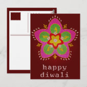 Carte Postale vitrail diwali heureux rangoli (Devant / Derrière)
