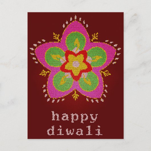 Carte Postale vitrail diwali heureux rangoli (Devant)