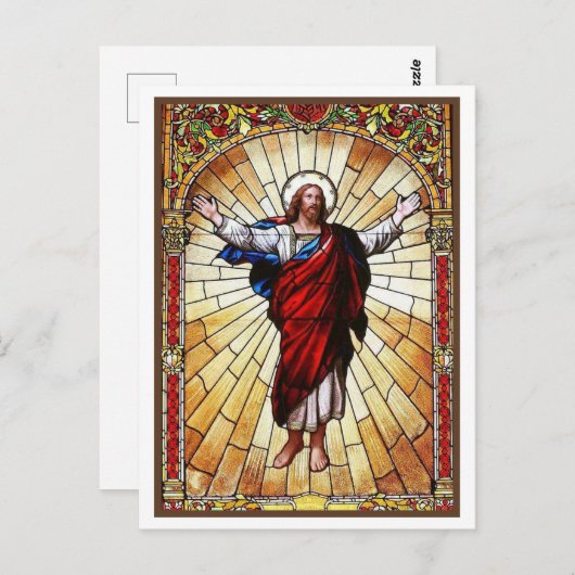 Carte Postale Vitrail du CHRIST (Devant / Derrière)