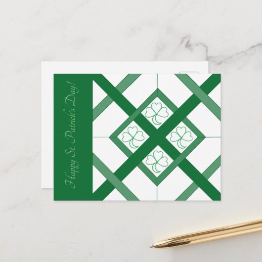 Carte postale - Vitrail Shamrock (Devant/Arrière en situation)